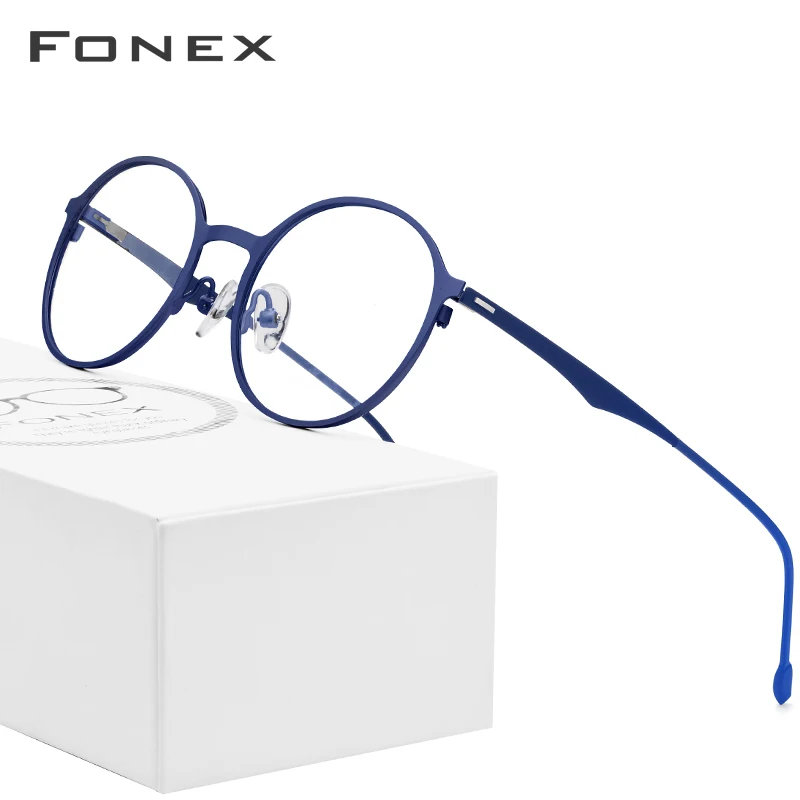 Мужские и женские ультралегкие круглые очки FONEX для близорукости по рецепту|frame