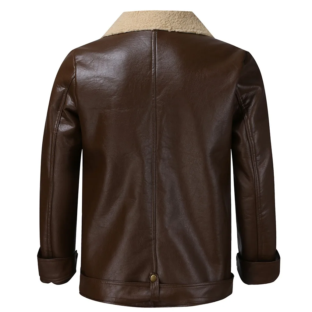 Womail, кожаная куртка в стиле ретро, мужская зимняя куртка из искусственной кожи, Байкерская мотоциклетная куртка на молнии с длинными рукавами, JL26 Chaqueta de hombre