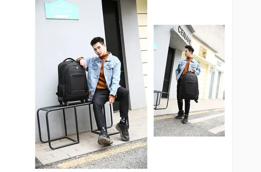Men Business Rollin Luggage Backpack Men Tolley luggage Wheeled Backpack bag travel Trolley Bags on wheels Travel Wheeled Bag