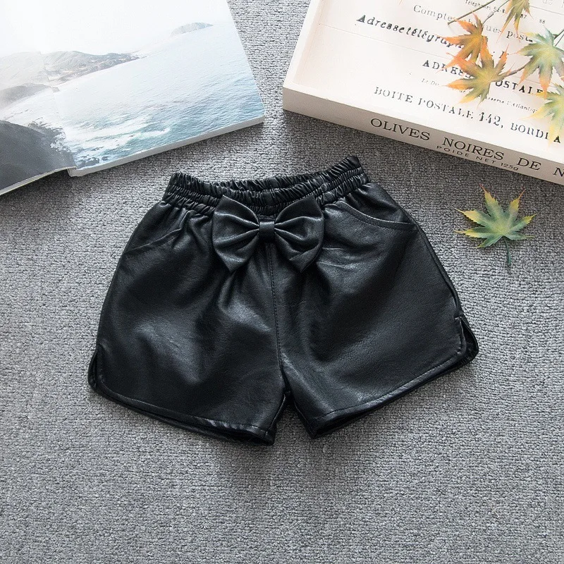 100-160 Cm Spring Autumn Girl Fashion Pu Leather Shorts Baby Kids Children Clothes