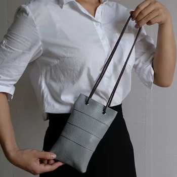 

Simple Casual Design Lady Girl Cell Phone Bag Genuine Leather Phone Shoulder Bags Real Leather
