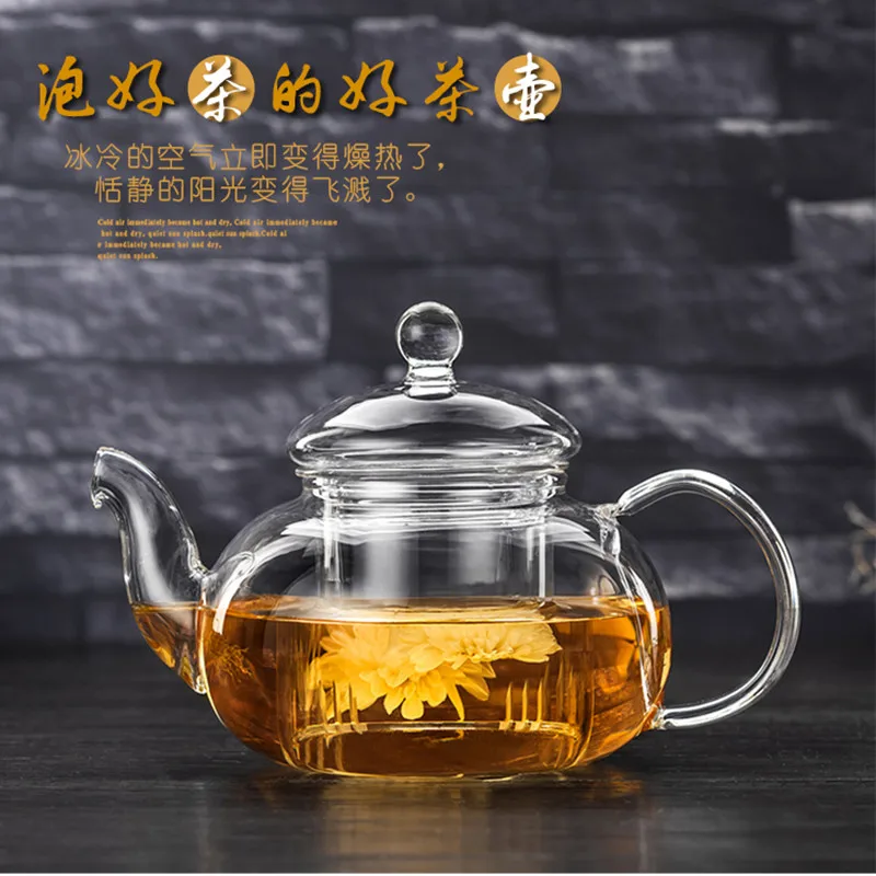 Glass Teapot Heat Resistant Tea pot with Stainless Steel Tea Infuser Clear  Tea Kettle Home Coffee Flower Tea Glass Bottle - AliExpress