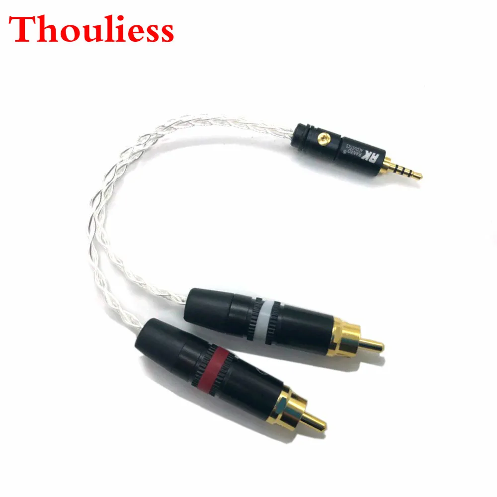 

Thouliess 2.5mm TRRS/4.4mm Balanced Male to 2 RCA Male Audio Adapter Cable 7N OCC Copper Silver plated Audio Cable