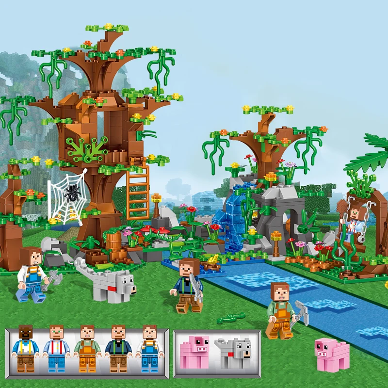 

560pcs Mine$Craft building blocks toys waterfall Compatible with known brand mini$figures education training toys for children