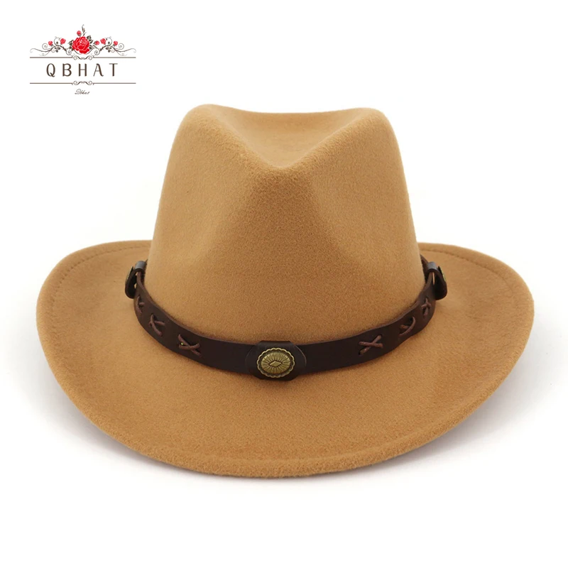 Wool Felt Western Cowboy Hats Wide Brim 