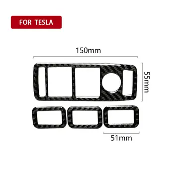 

Carbon fiber Window panel trim Lift Switch Cover Replacement For Tesla Model X 2014-2019 9 4pcs Auto