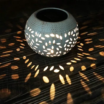 

Solar Light Globe Warm Solar Light White Metal Outdoor Solar Power Table Lighting Lantern Waterproof Wheat Ears Projection Lamp