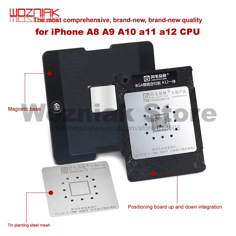 

Best Quality for the iPhone 6-XSMAX A8 A9 A10 a11 A12 CPU CHIP IC BGA Reball Tin Net Stencil Repair Tool Tin Planting Formwork
