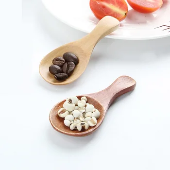 

100pcs High Quality Mini Wooden Teaspoon Creative Tableware Short Handle Condiment Spoon Wooden Dinnerware 8*3.5cm WB1800