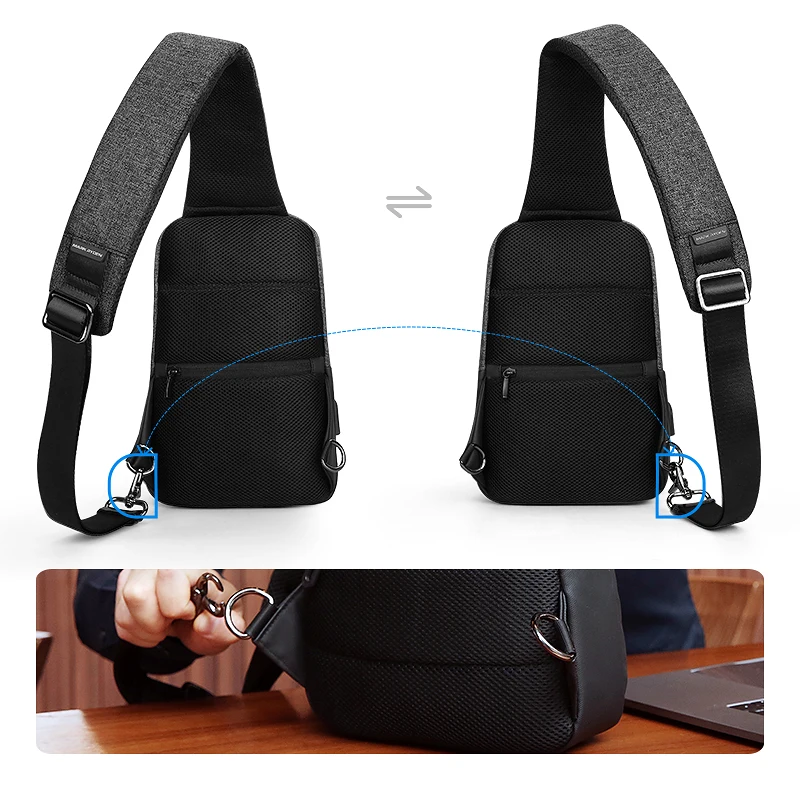 Mark Ryden Multifunction Sling Bag Men Bags Waterproof Crossbody Bag USB Charging Messengers Sling Bag Shoulder Bag Male