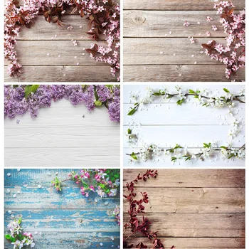 

SHENGYONGBAO Vinyl Custom Photography Backdrops Flower and wood Planks Theme Photography Background DST-1019