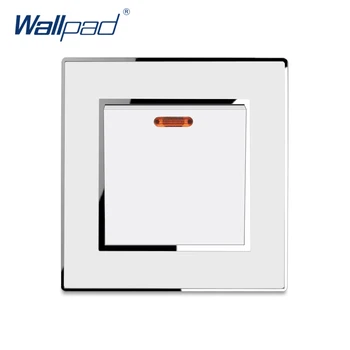 

20A Water Heater Switch Wallpad Luxury Wall Light Switches White Acrylic Panel Silver Border CE