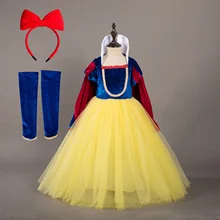 6 слоев Белоснежки вельветовые платья для девочек, праздничное платье принцессы Детское платье из тюля платье-пачка для девочек+ накидка, повязка на голову