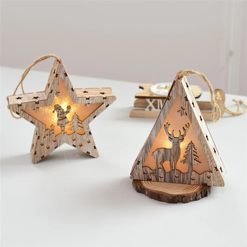 LED Garland Light Wood House Cute Christmas Tree Decoration Hanging Window Holiday Decoration Luces Led Decoracion 30OCT1106