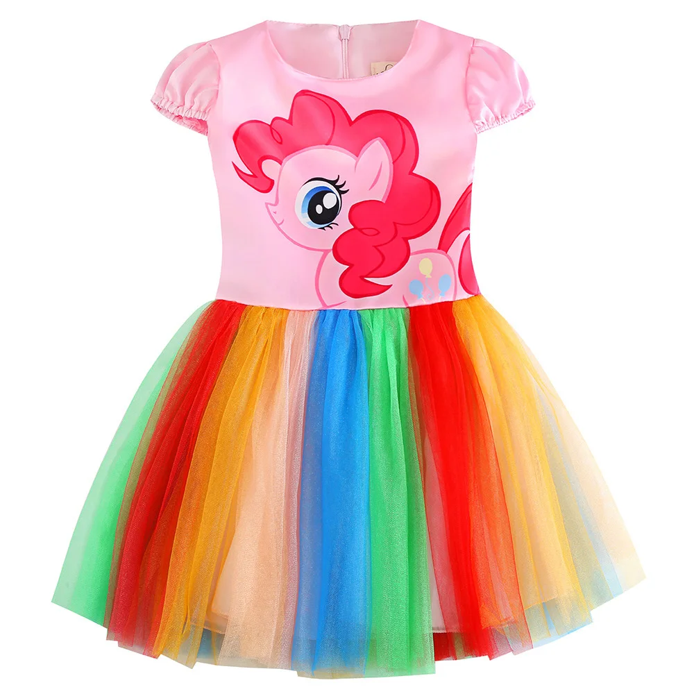 The New 2020 Children baby girl clothes Cartoon rainbow pony dress Princess Birthday Party Christmas Carnival Dress 3-9Yrs | Детская