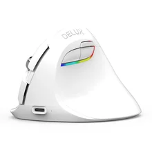 Deluxe M618 Mini ergonomik fare kablosuz dikey fare beyaz Bluetooth 2.4GHz RGB şarj edilebilir sessiz tıklama ofis için fareler