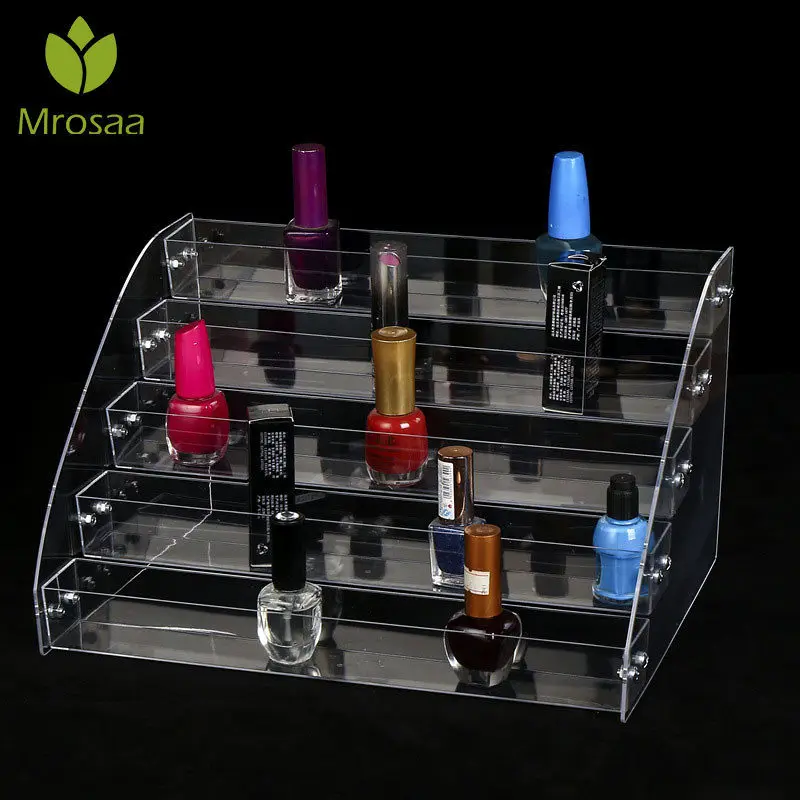 Fashion Multi-layer Nail Polish Display Stand Acrylic Clear Lipstick Cosmetics Varnish Display Stand Holder Organize Storage Box