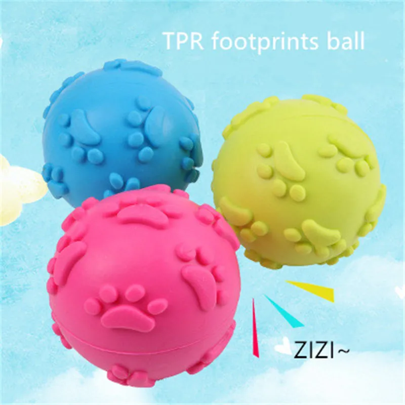 Funny Pet Dog Foot Print Ball Toy Colorful Sound Squeaky Toys for Dogs