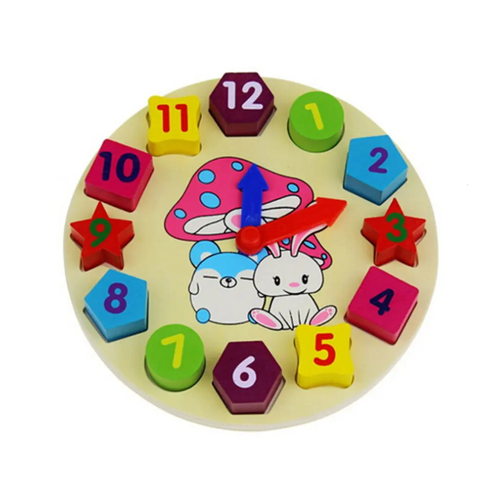 

Baby 12 Number Wooden Toys Puzzle Colorful Digital Geometry Clock Educational Toys For Children Kids Wood Toy