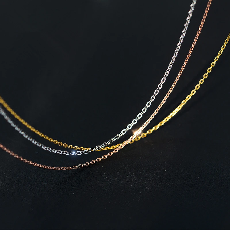 

Fashion Gold/Silver/Rose Gold Color Plated Simple Link Chain 925 Sterling Silver Necklaces for Women Jewelry Making Accessories