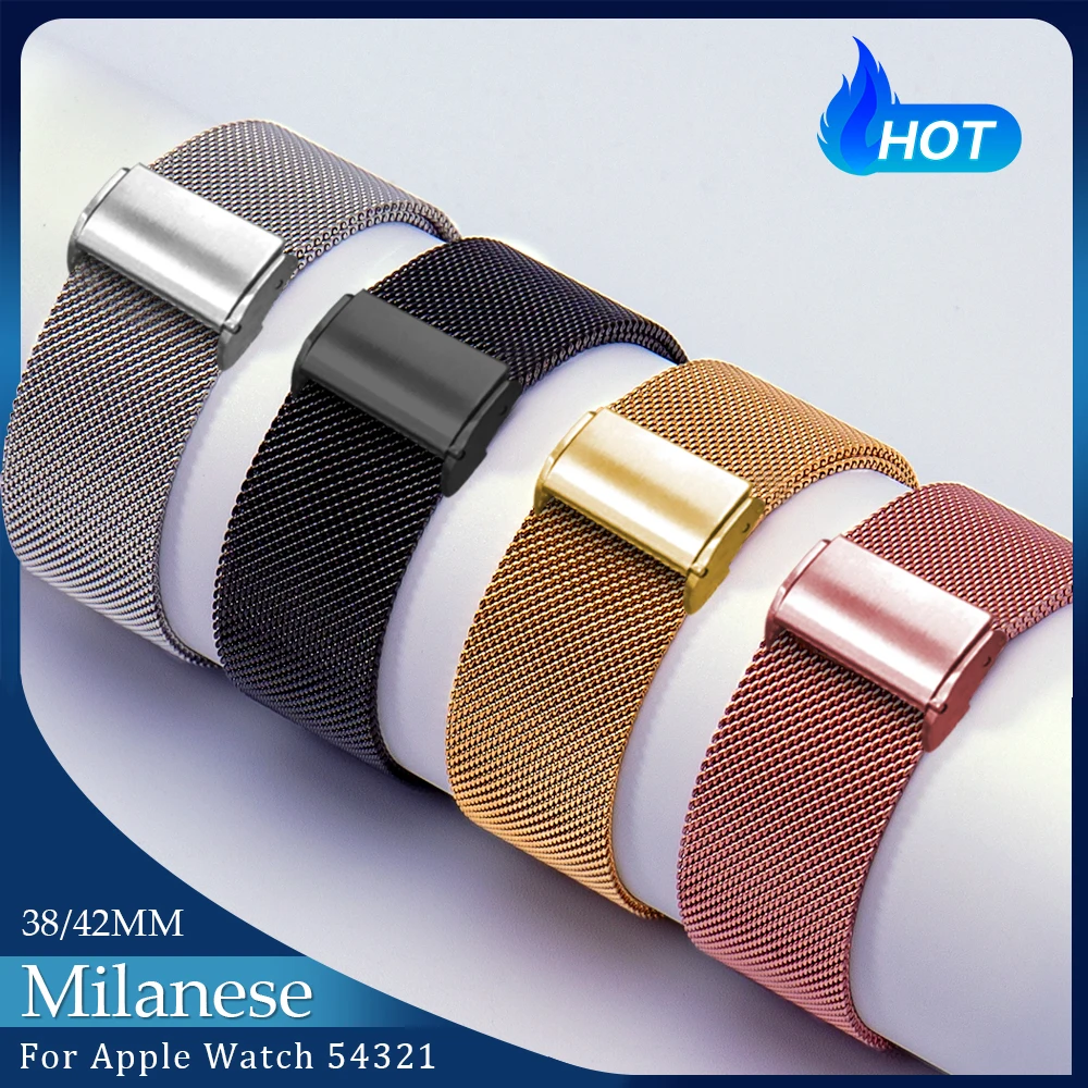 

Milanese Loop Bracelet Stainless Steel band For Apple Watch series 12 3 42mm 38mm Bracelet strap for iwatch series 4 5 40mm 44mm