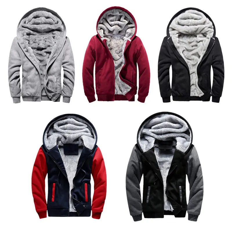 

New Hoodies Jacket Winter Men Casual Thicken Fleece Popular Hip Hop Skateboard Hooded Sweatshirts Pullover Man Coat EU Size