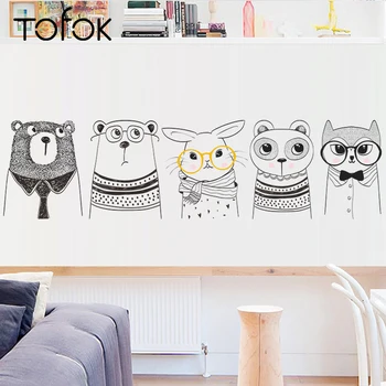 

Tofok Lovely Sitting Animal Wall Sticker Self-adhesive Home Decor for Baby Kids Room Removable Living Room Window Door Decals