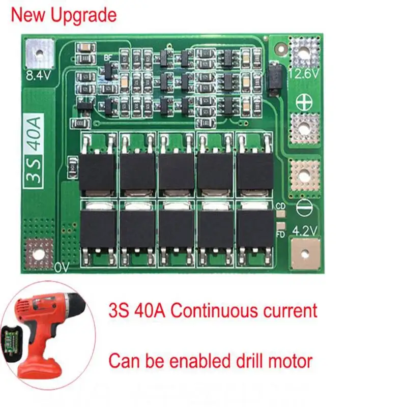 

2S 20A/ 3S 20A/ 3S 40A/ 4S 40A 7.4V-16.8V 18650 Lithium Battery Protection Board BMS Board Standard Balance