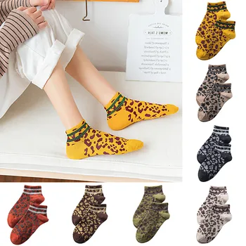 

1Pair Fashion Unisex Leopard Cotton Comfortable Stockings Non-Slip Stripe Short funny socks christmas socks harajuku носки