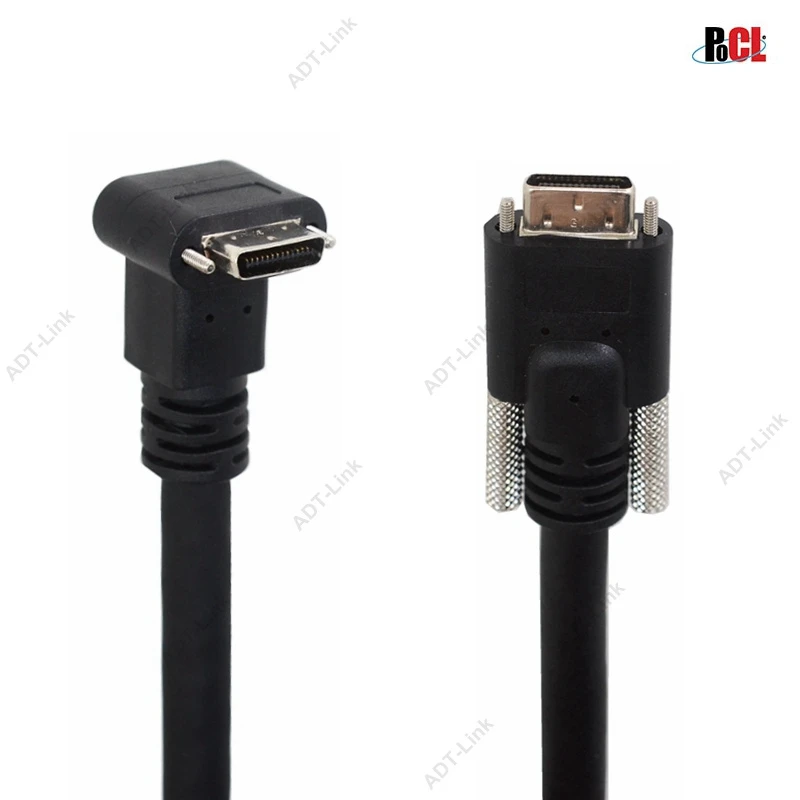 US $106.40 POCL CameraLink Cable 90 Degree Right Angle SDR To SDR Mini 26Pin Cables Camera Link Industrial Camera POCL Power SDR Angled