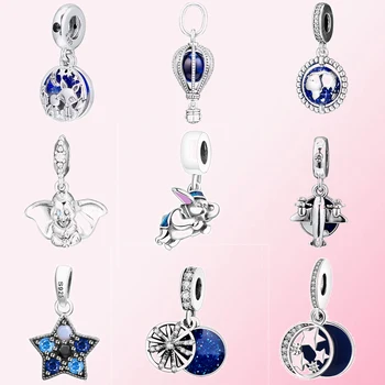 

2019 100%925 Sterling Silver Classic Blue Elephant Charm Pendant Bracelet DIY Accessories Pendant Free Shipping Wholesale