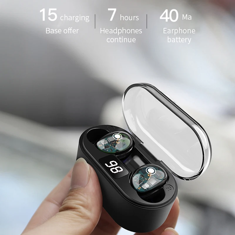Прозрачный Исследуйте версии X7 Bluetooth наушники с Мощный светодиодный дисплей Портативный истинный беспроводной V5.0 наушники для мобильного телефона