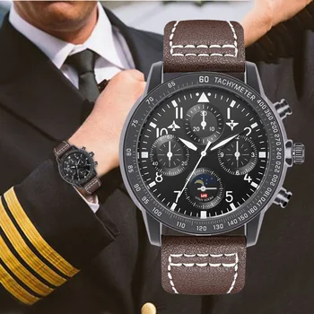 

VA VA VOOM Fashion Watch Leather Strap Wrist Watch For Man Meter Wind Speed 2020 Men's Pilots Sports Waterproof Watch Men