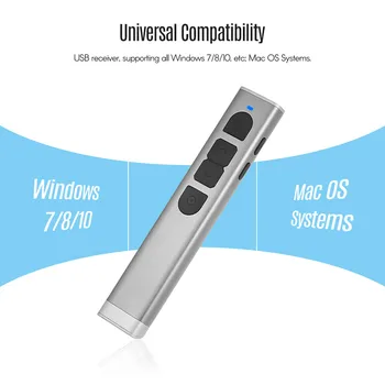 

Rechargeable PPT Clicker Flip Pen Green Pointer with USB Receiver USB Cable 70 Meters 2.4GHz Wireless for Windows MAC OS System