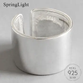 

Springlight Minimalist Design Adjustable Wide Ring Real 925 Sterling Silver Creative Handmade Fine Jewelry Rings for Women Gift
