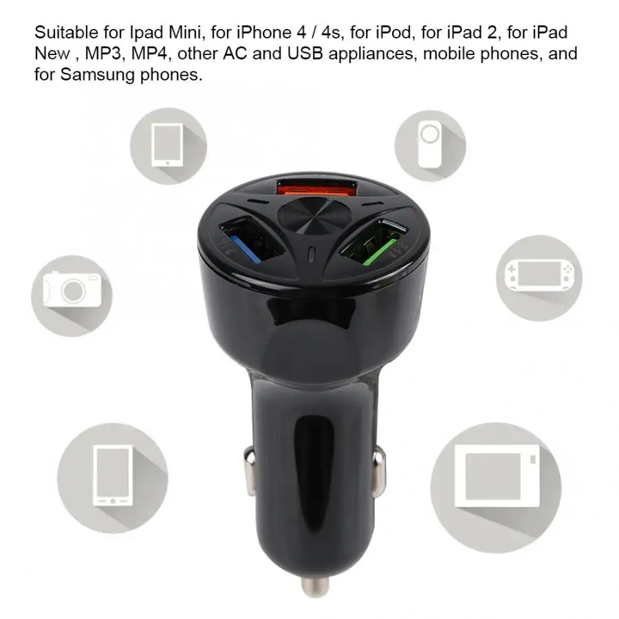 Мини портативный пластиковый быстрый 3 USB Автомобильное зарядное устройство адаптер для samsung для IPhone 4 для IPhone 4S