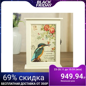 

Housekeeper wood 6 hooks "Bird and vintage flowers" 24,5х18х7 cm 3666151