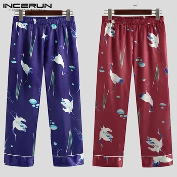 

INCERUN Printed Men Sleep Pants Homewear Elastic Waist Soft Breathable Sleeping Trousers Casual Men Pajamas Bottoms 2020 S-3XL