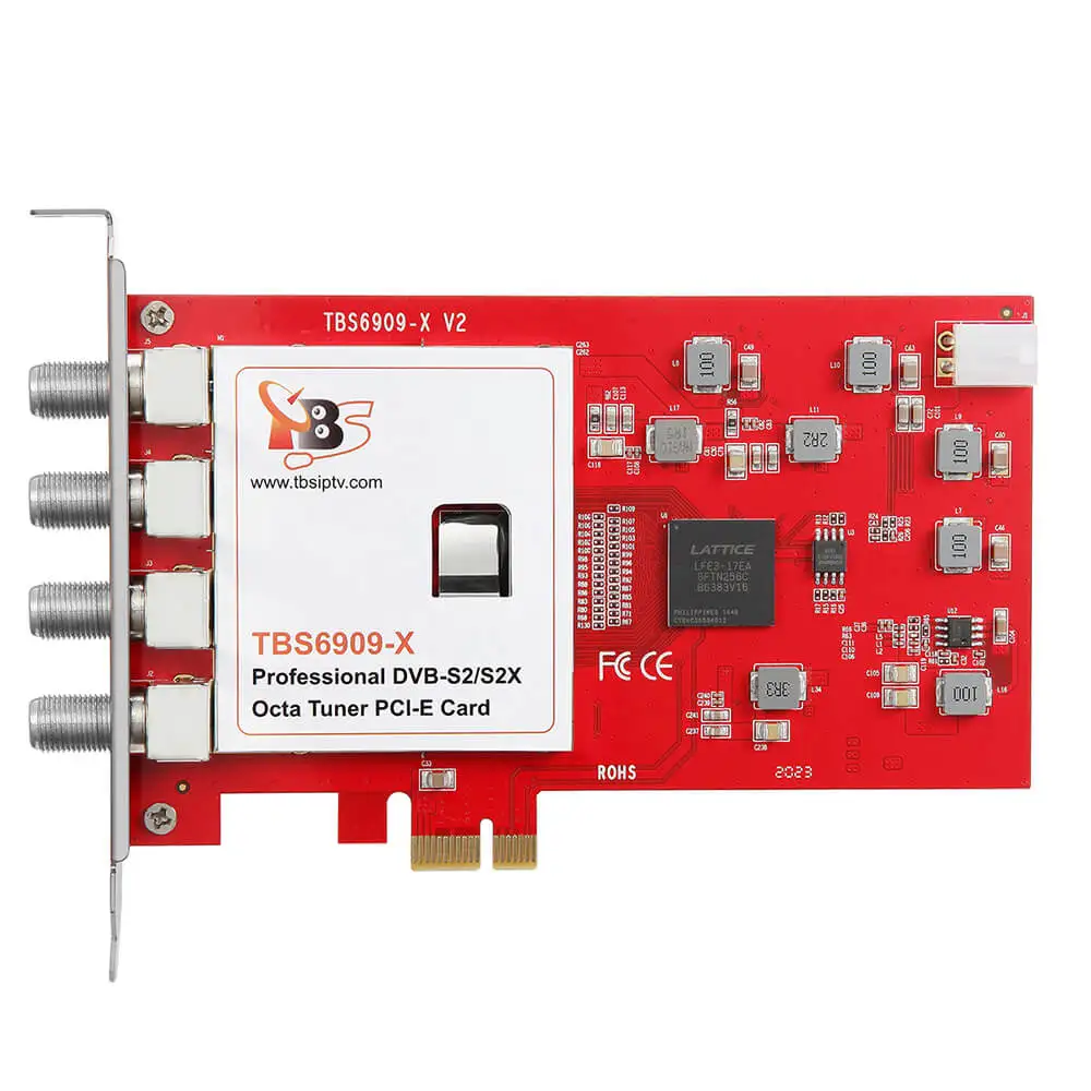 TBS6909X V2 DVB-S/S2/S2X 8 Octa H.265 TV Tuner PCIe Card Compatible with Tvheadend