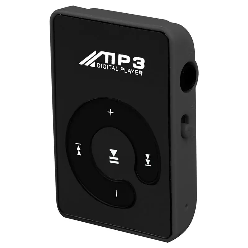 Мини Зеркало Клип USB цифровой Mp3 музыкальный плеер Поддержка 8 Гб SD TF карта черный