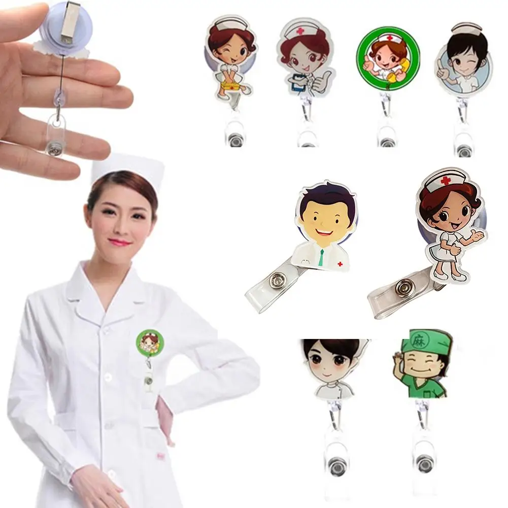 

Cute Retractable Badge Reel Nurse Doctor Key ID Name Card Holder Office Supplies
