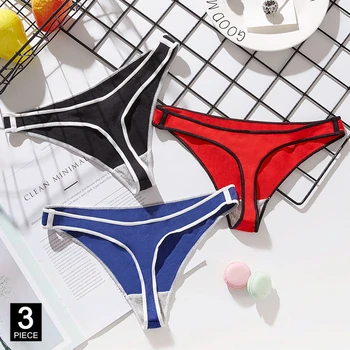 

Sexy Thong Cotton Woman Panties Sports Panty Seamless T-back 3 Pcs Briefs Female Underwear Soft New G-string Set Dropshipping