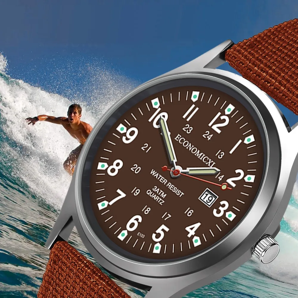 Fashion Creative Geometric Round Nylon Men Watch With Calendar Function Luxury Men Business Casual Quartz Wristwatches Top Brand