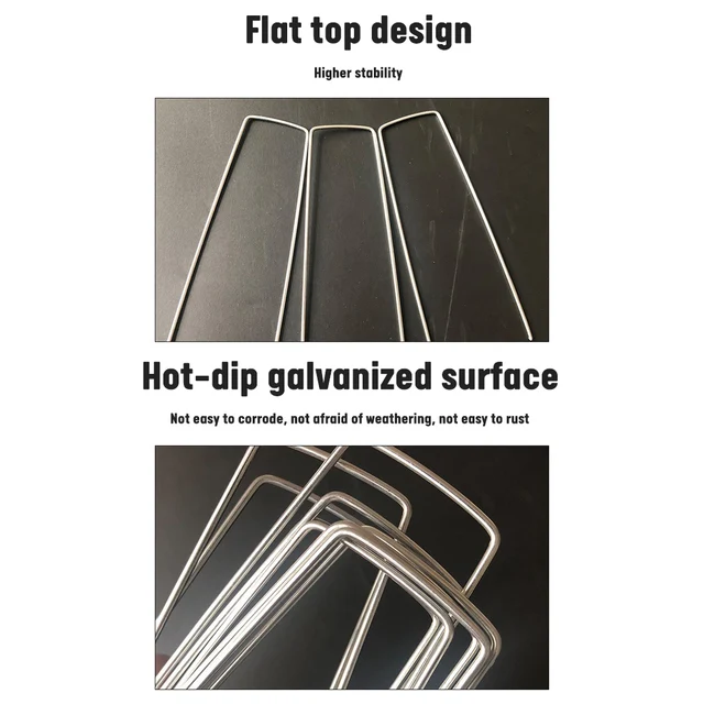 100 Db U Alakmérő Horganyzott Acélkert -Tétköteg Rögzítő Csapok A Gyomszövet -Szövet Szövet Hálójának Rögzítéséhez - Image 2