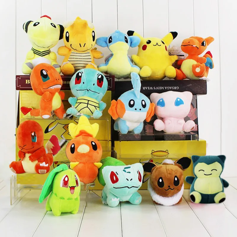 15 шт./лот Ampharos Dragonite Lapras Charizard Charmander Squirtle Mudkip Mew Lugia Chikorita Eevee Sylveon плюшевые игрушки