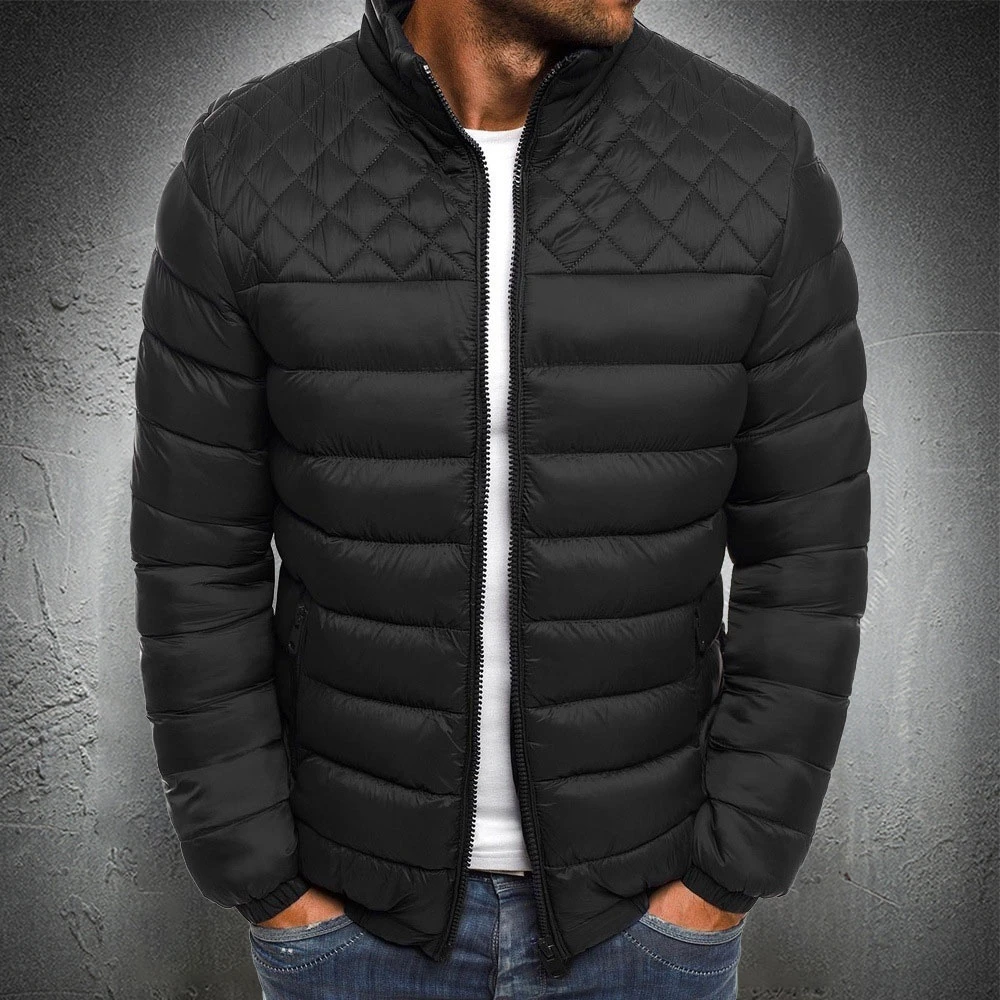 Chaqueta con patrón rombos para hombre, Parka acolchada de informal, ajustada, a la moda, otoño, 2021|Parkas| - AliExpress