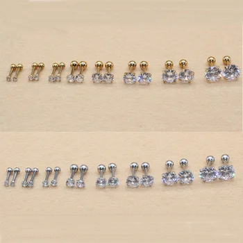 All Size 2mm to 8mm Screw-back Stud Earrings 316l Stainless steel Classical AAA Round White Zircon Earring No Fade Allergy Free