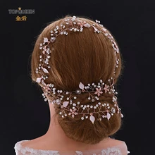 TOPQUEEN HP268, розовое золото, аксессуары для волос с кристаллами, розовое золото, свадебные аксессуары для волос, стразы, свадебный головной убор, свадебные волосы, лоза