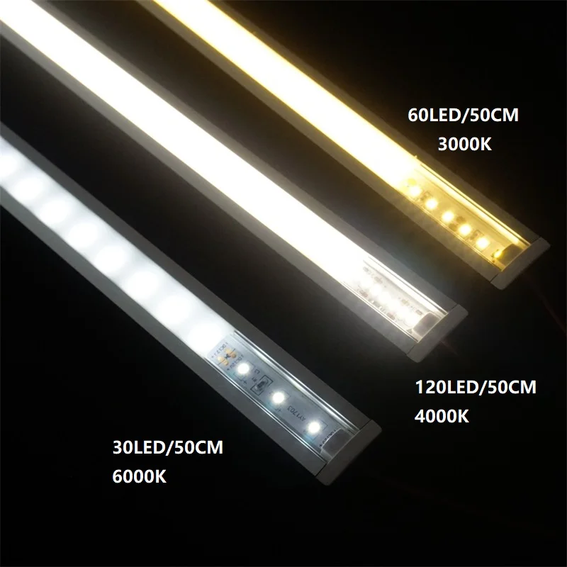 

12VDC 50cm 20inch LED embedded bar light,2835 60 120/240 led per meter flat built in led hard strip,2W/6W/9W diode invisible