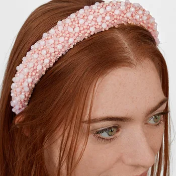 

New European American Baroque Exaggerated Fashion Rhinestones Pearl Dance Party Luxury Headband Wild Personality Party Hairbands